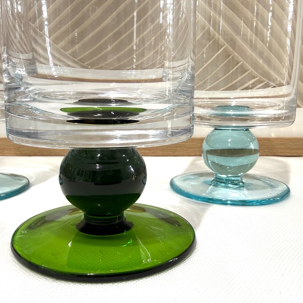 Marquis Waterford Rotondo All Purpose Glasses Set 7 Multi Color Ball Stem MCM - Picture 6 of 7